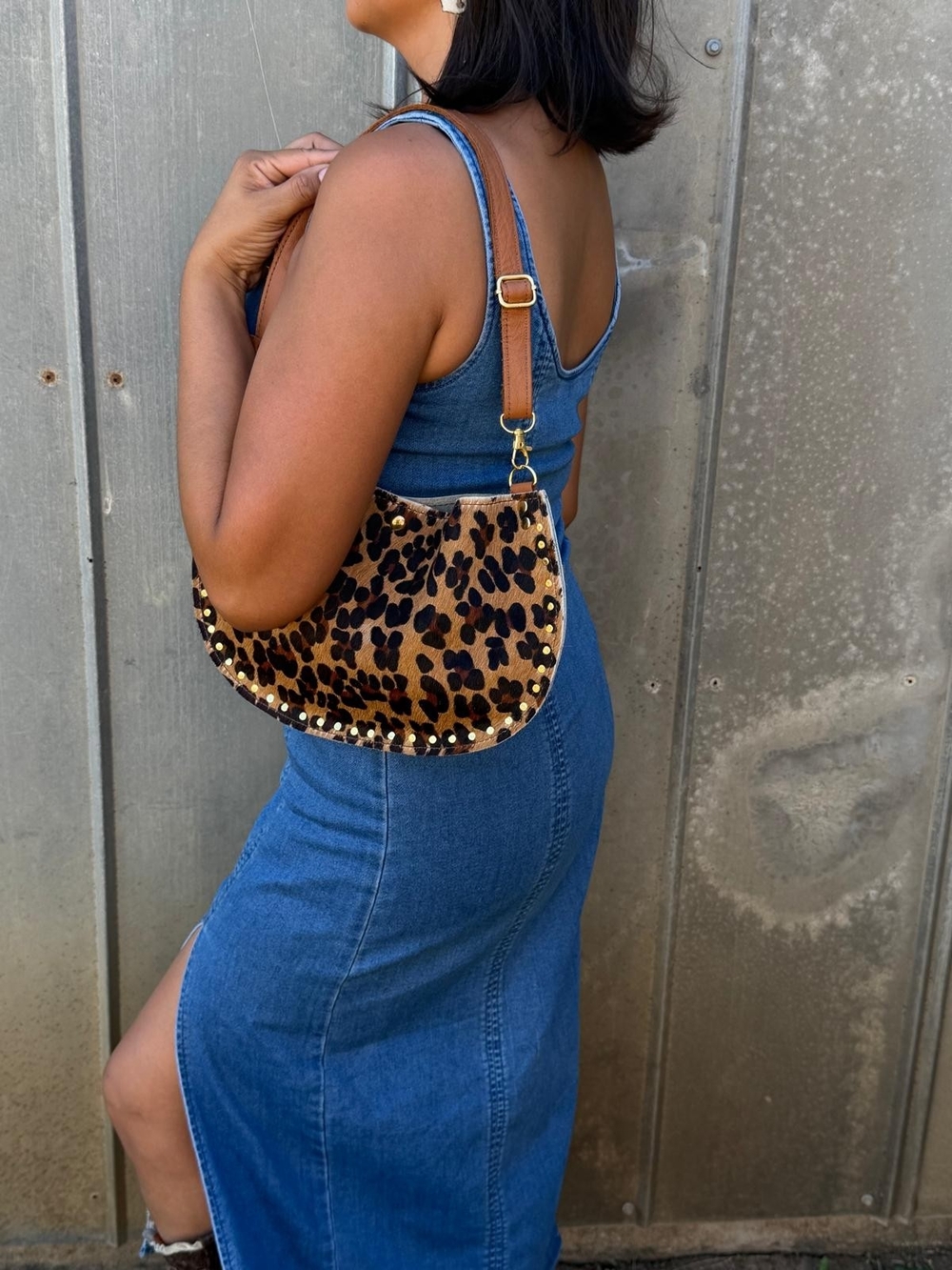 🐆 Leopard Cowhide Leather Shoulder Bag — $120